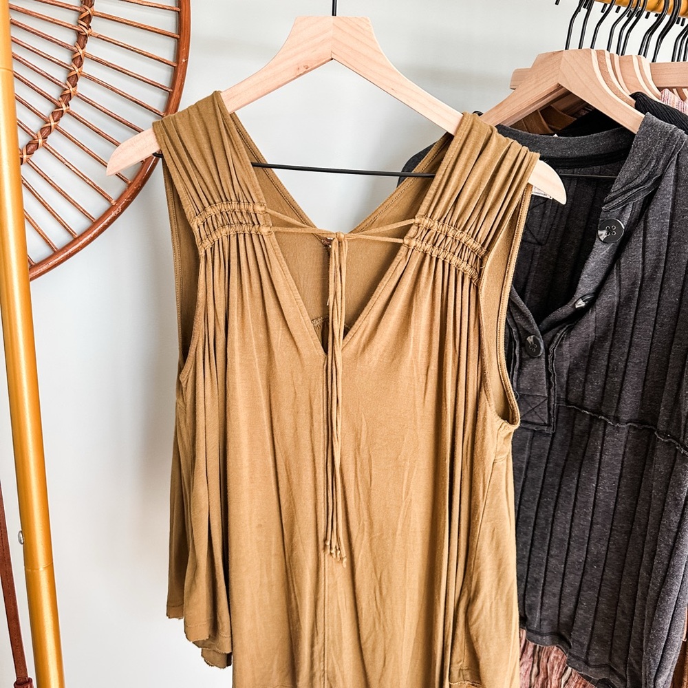 Elegant Tan Sleeveless Top